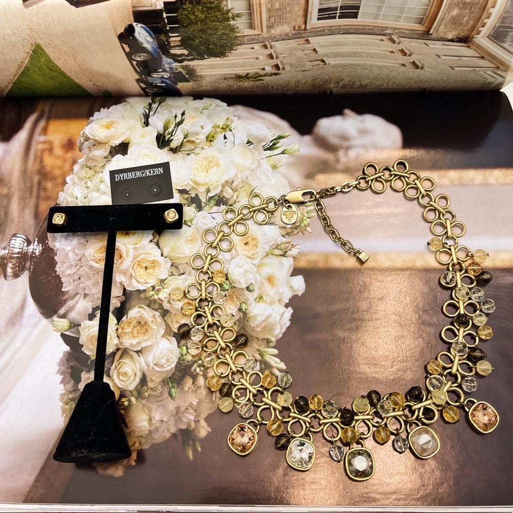 Dyrberg & Kern Gold Finish With Crystal Stones Necklace & Earrings